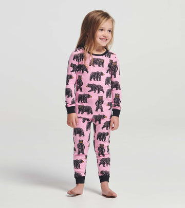 Little Blue House Girls Pink Wild Bears Pajama Set